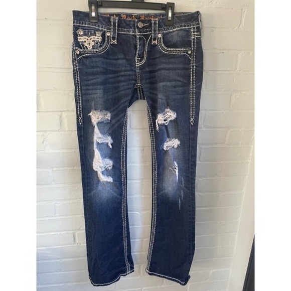Rock Revival Denim - Rock Revival Jovie Bootcut Jeans Rhinestone Embellished Distressed Size 26